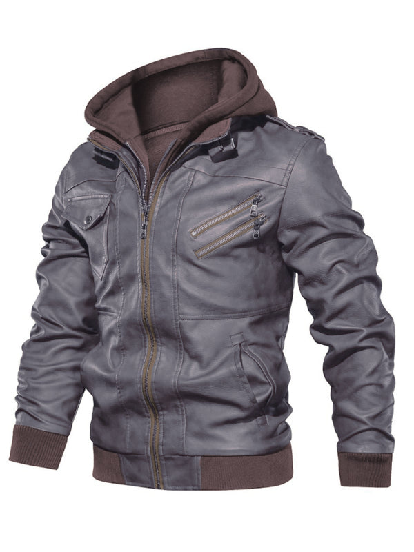 Men's Motorcycle Leather Jacket Men's Zipper PU Jacket Shello's Creative Boutique