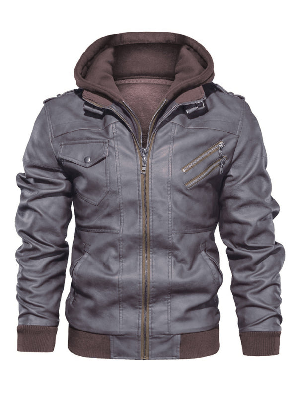 Men's Motorcycle Leather Jacket Men's Zipper PU Jacket Shello's Creative Boutique