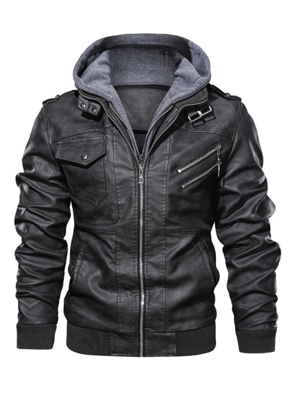 Men's Motorcycle Leather Jacket Men's Zipper PU Jacket Shello's Creative Boutique