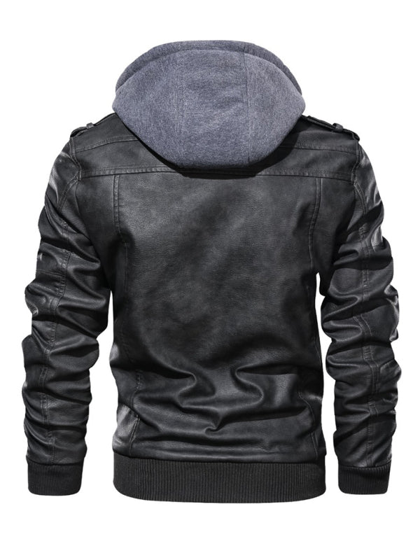 Men's Motorcycle Leather Jacket Men's Zipper PU Jacket Shello's Creative Boutique