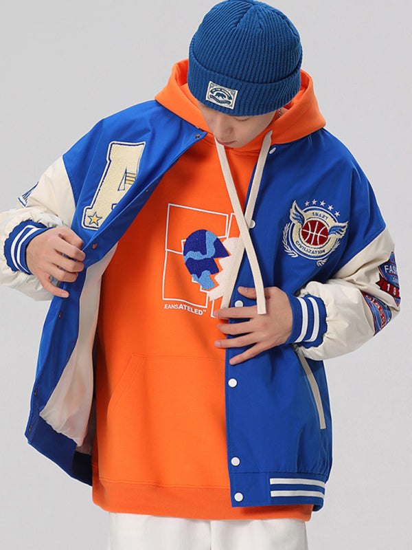 Men's embroidered appliqué bomber button jacket Shello's Creative Boutique