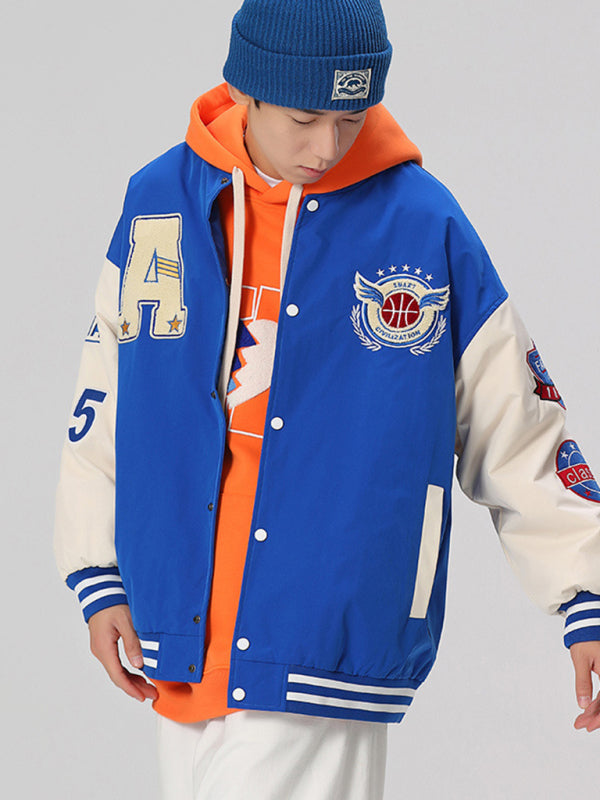 Men's embroidered appliqué bomber button jacket Shello's Creative Boutique