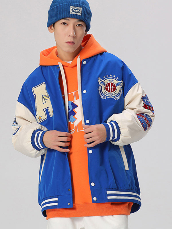 Men's embroidered appliqué bomber button jacket Shello's Creative Boutique