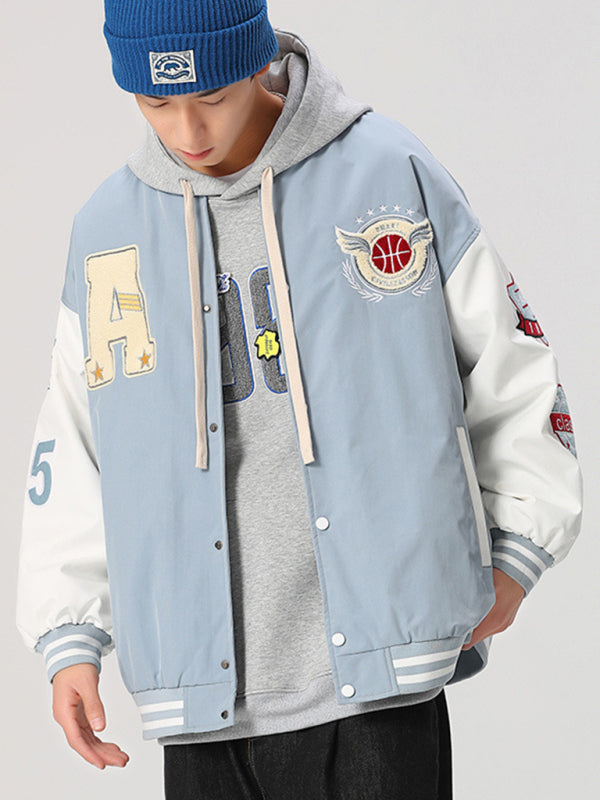 Men's embroidered appliqué bomber button jacket Shello's Creative Boutique