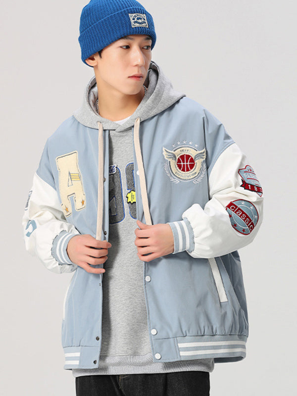 Men's embroidered appliqué bomber button jacket Shello's Creative Boutique