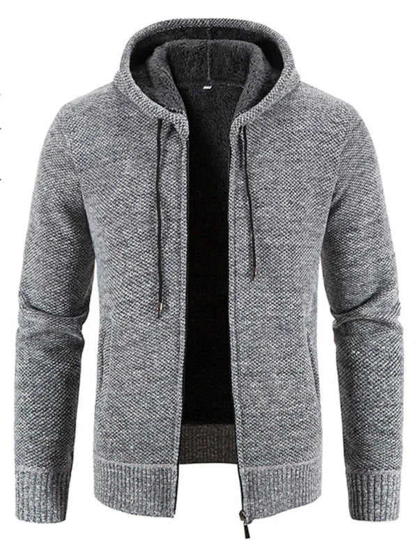 Men's casual knitted hooded zipper jacket - Shello's Creative Boutique