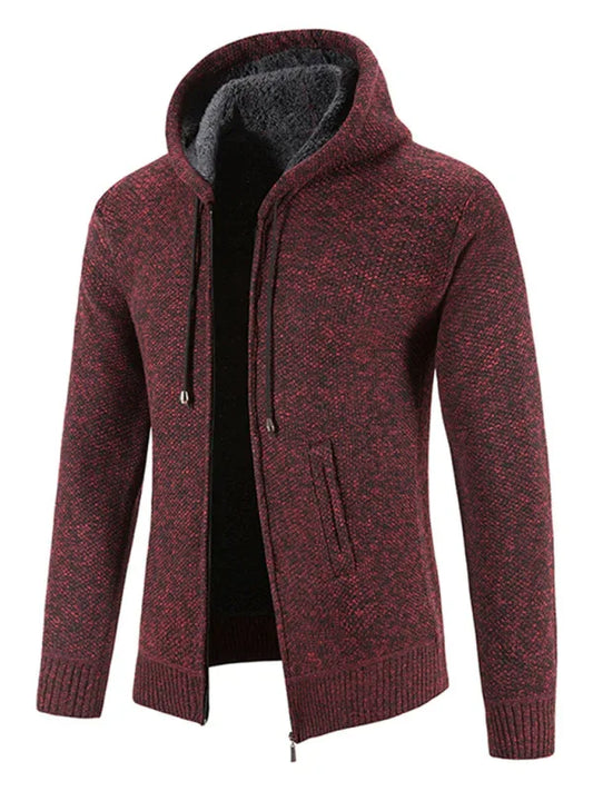 Men's casual knitted hooded zipper jacket - Shello's Creative Boutique