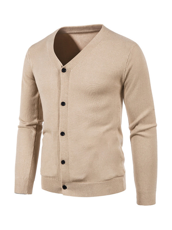 New men's casual solid color V-neck sweater cardigan sweater Shello's Creative Boutique