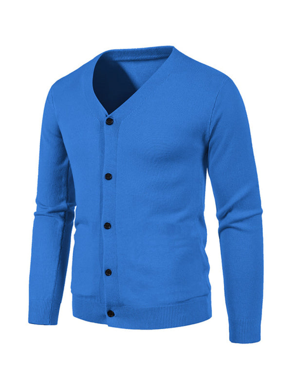 New men's casual solid color V-neck sweater cardigan sweater Shello's Creative Boutique