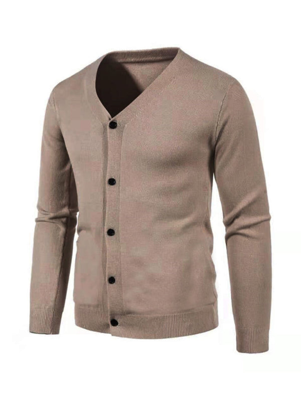 New men's casual solid color V-neck sweater cardigan sweater Shello's Creative Boutique