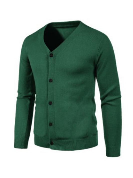 New men's casual solid color V-neck sweater cardigan sweater Shello's Creative Boutique