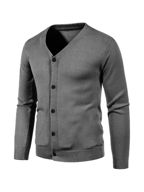 New men's casual solid color V-neck sweater cardigan sweater Shello's Creative Boutique