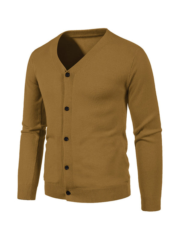 New men's casual solid color V-neck sweater cardigan sweater Shello's Creative Boutique