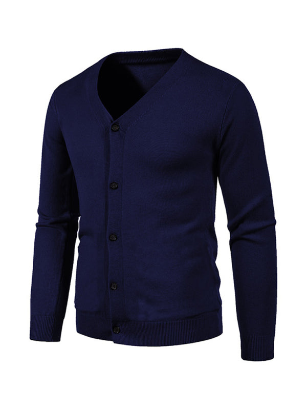 New men's casual solid color V-neck sweater cardigan sweater Shello's Creative Boutique