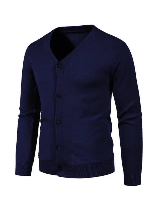 Effortless Versatility - Men's Casual V-Neck Sweater Cardigan - Shello's Creative Boutique