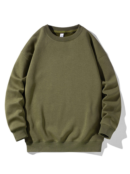 Men's new solid color round neck long sleeve sweatshirt Shello's Creative Boutique