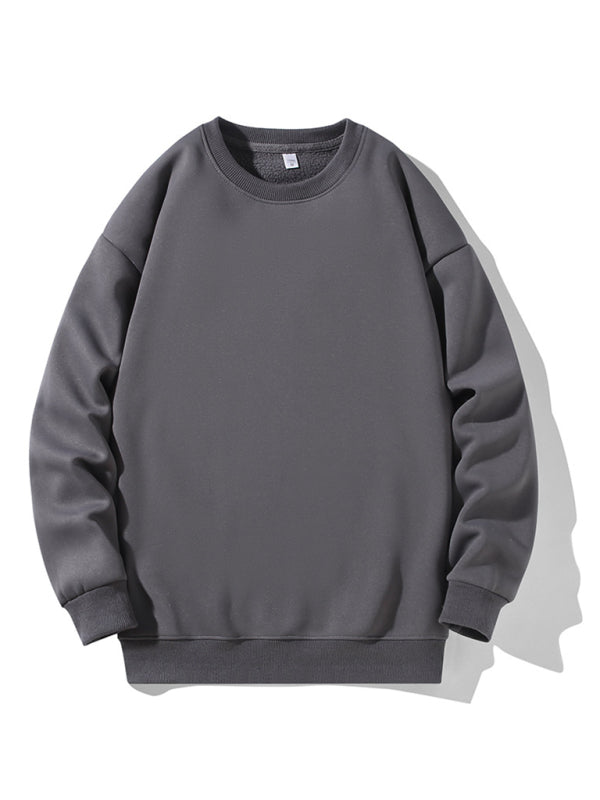 Men's new solid color round neck long sleeve sweatshirt Shello's Creative Boutique