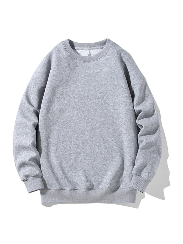 Men's new solid color round neck long sleeve sweatshirt Shello's Creative Boutique