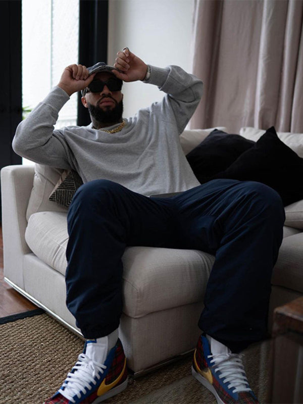 Men's new solid color round neck long sleeve sweatshirt Shello's Creative Boutique