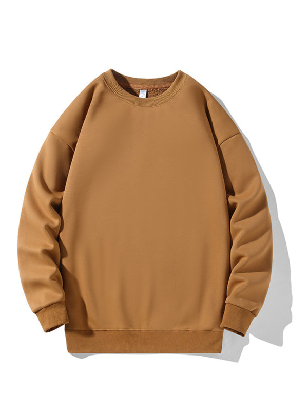 Men's new solid color round neck long sleeve sweatshirt Shello's Creative Boutique