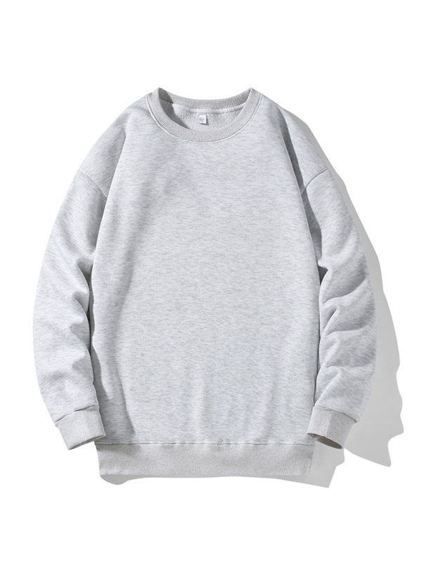 Men's new solid color round neck long sleeve sweatshirt Shello's Creative Boutique