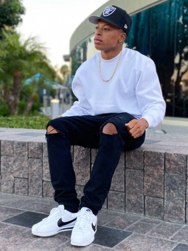 Men's new solid color round neck long sleeve sweatshirt Shello's Creative Boutique