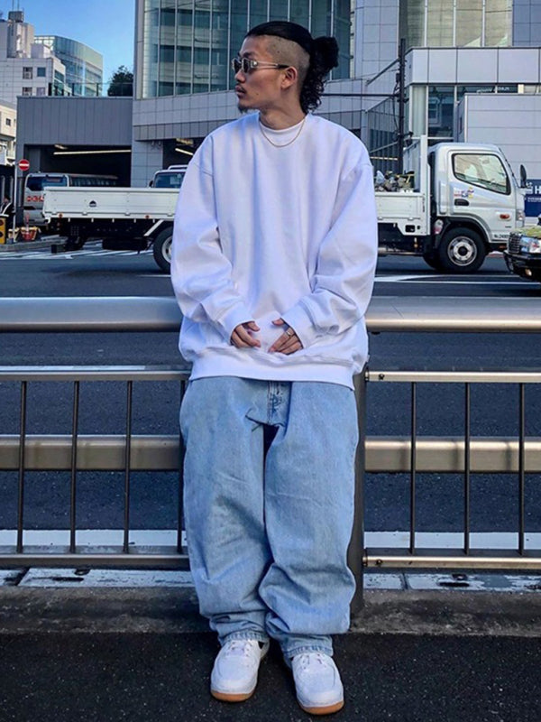 Men's new solid color round neck long sleeve sweatshirt Shello's Creative Boutique