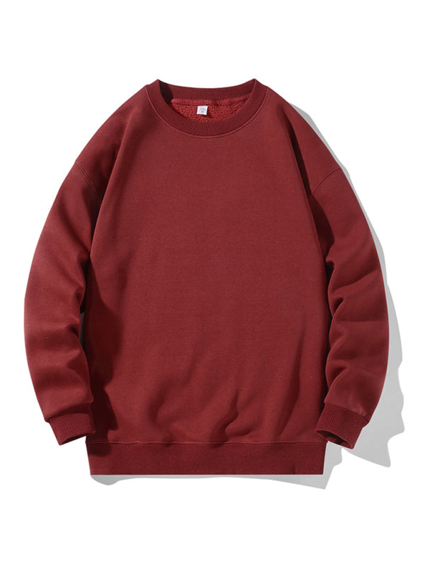 Men's new solid color round neck long sleeve sweatshirt Shello's Creative Boutique