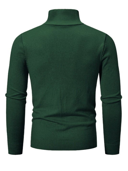 Men's casual solid color sweater half zipper pullover stand collar sweater Shello's Creative Boutique