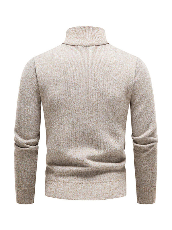 Men's stand-up collar thickened patchwork half-zip lapel sweater pullover sweater Shello's Creative Boutique