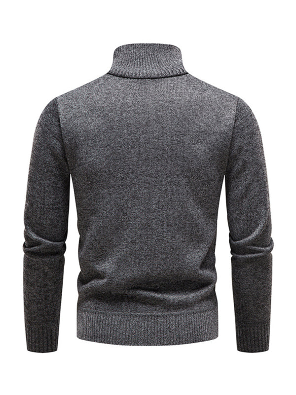 Men's stand-up collar thickened patchwork half-zip lapel sweater pullover sweater Shello's Creative Boutique