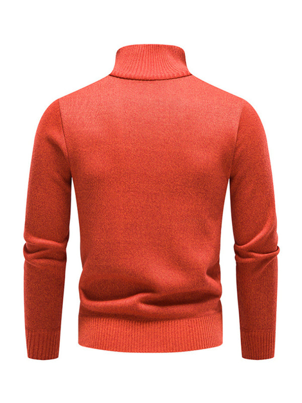 Men's stand-up collar thickened patchwork half-zip lapel sweater pullover sweater Shello's Creative Boutique