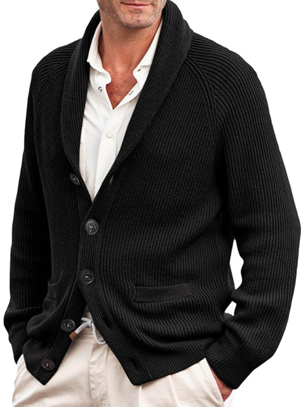 Men's new style lapel long sleeve knitted jacket fashion sweater Shello's Creative Boutique