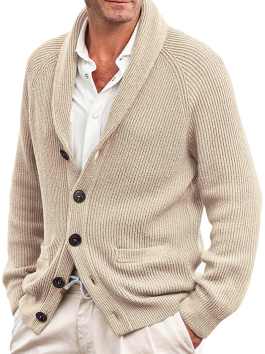 Men's new style lapel long sleeve knitted jacket fashion sweater Shello's Creative Boutique