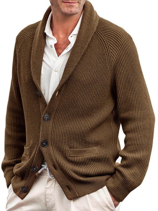 Men's new style lapel long sleeve knitted jacket fashion sweater Shello's Creative Boutique