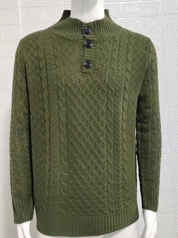 Men's Solid Color Half Turtle Collar Slim Fit Long Sleeve Knitted Sweater Shello's Creative Boutique