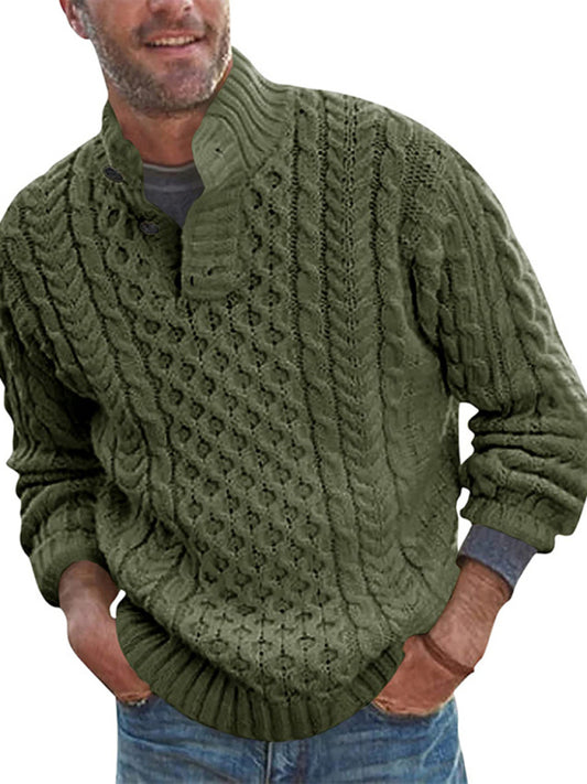Men's Solid Color Half Turtle Collar Slim Fit Long Sleeve Knitted Sweater Shello's Creative Boutique