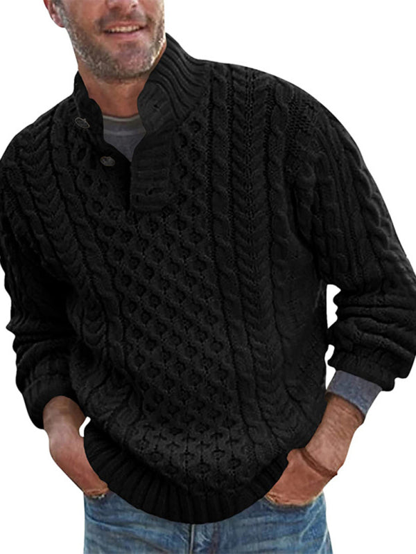 Men's Solid Color Half Turtle Collar Slim Fit Long Sleeve Knitted Sweater Shello's Creative Boutique