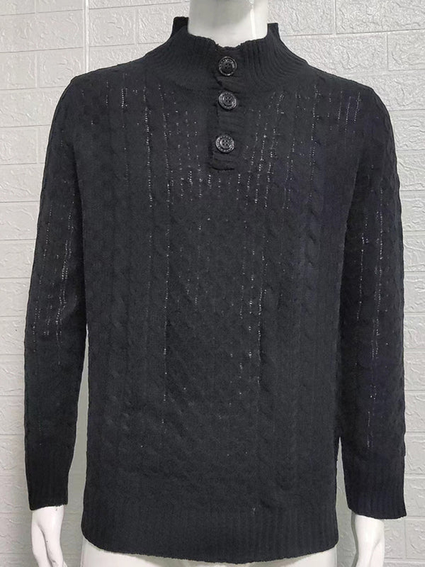 Men's Solid Color Half Turtle Collar Slim Fit Long Sleeve Knitted Sweater Shello's Creative Boutique