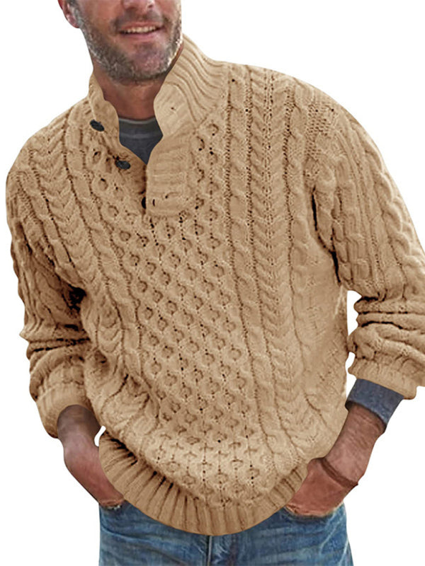 Men's Solid Color Half Turtle Collar Slim Fit Long Sleeve Knitted Sweater Shello's Creative Boutique