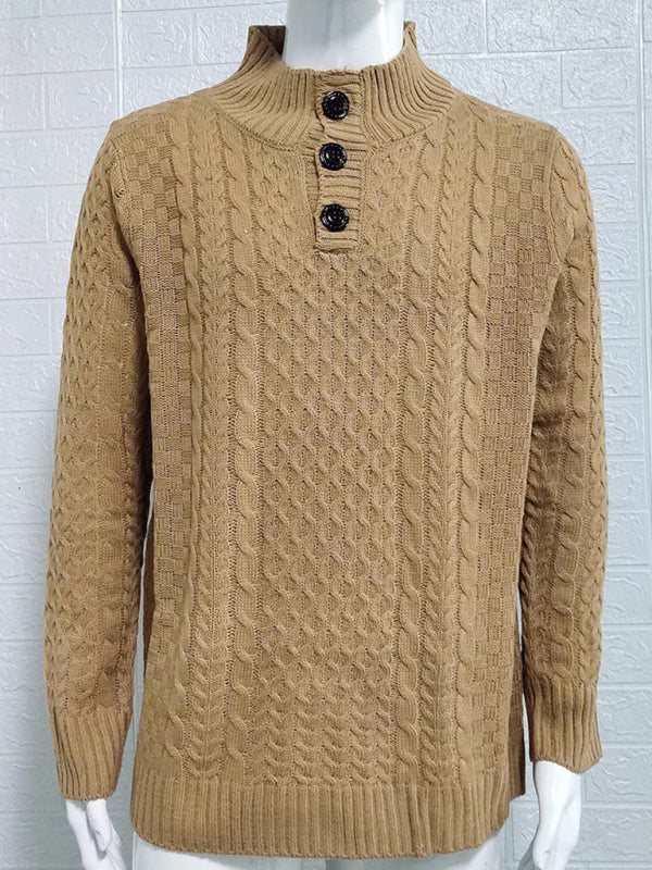 Men's Solid Color Half Turtle Collar Slim Fit Long Sleeve Knitted Sweater Shello's Creative Boutique