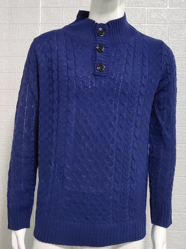 Men's Solid Color Half Turtle Collar Slim Fit Long Sleeve Knitted Sweater Shello's Creative Boutique