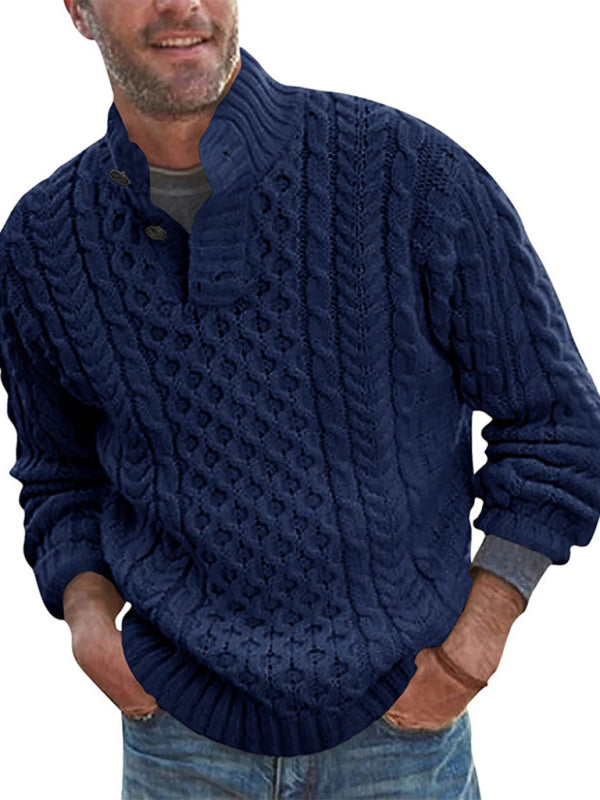 Men's Solid Color Half Turtle Collar Slim Fit Long Sleeve Knitted Sweater Shello's Creative Boutique