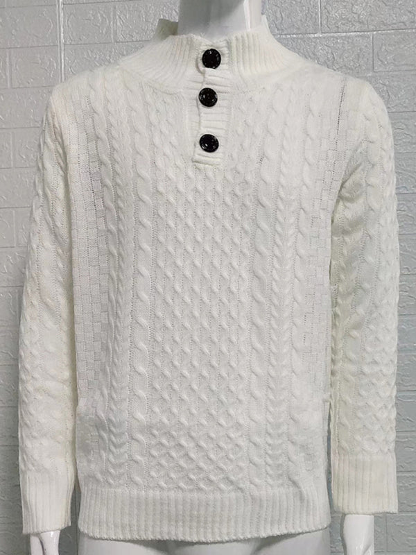 Men's Solid Color Half Turtle Collar Slim Fit Long Sleeve Knitted Sweater Shello's Creative Boutique