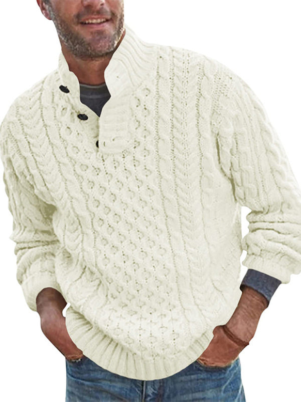 Men's Solid Color Half Turtle Collar Slim Fit Long Sleeve Knitted Sweater Shello's Creative Boutique