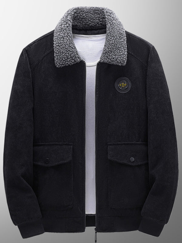 Men's lambswool lapel warm corduroy jacket Shello's Creative Boutique