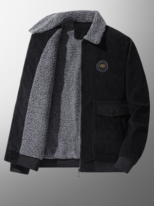 Men's lambswool lapel warm corduroy jacket Shello's Creative Boutique