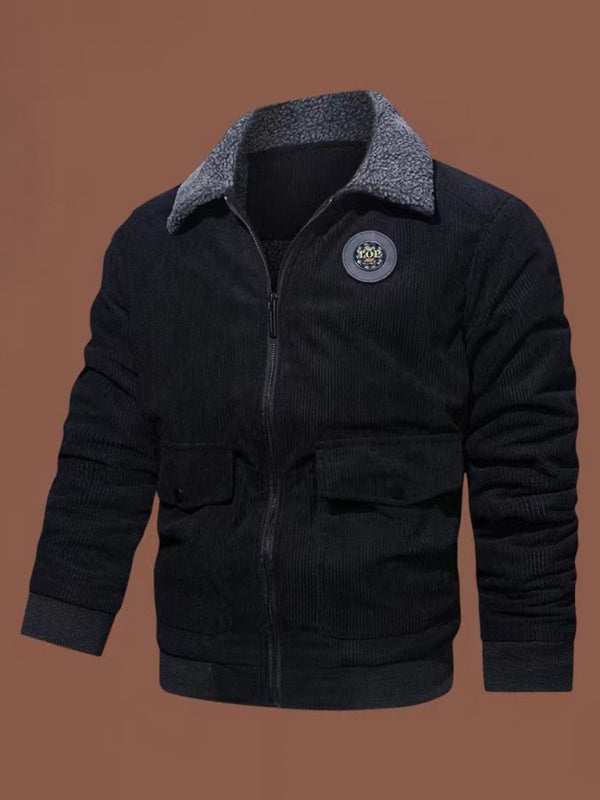 Men's lambswool lapel warm corduroy jacket Shello's Creative Boutique