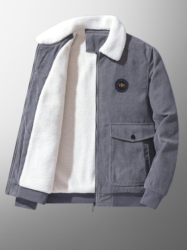 Men's lambswool lapel warm corduroy jacket Shello's Creative Boutique
