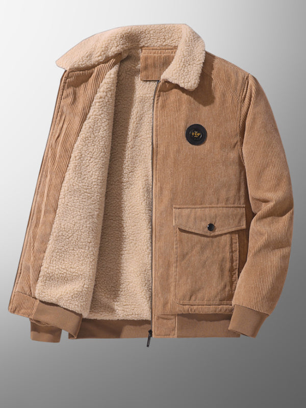 Men's lambswool lapel warm corduroy jacket Shello's Creative Boutique